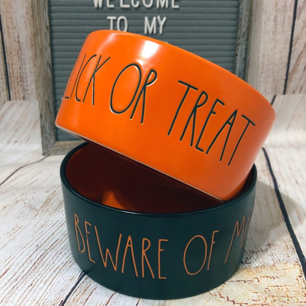 RAE DUNN- LICK OR TREAT & BEWARE OF ME Pet Bowls NWT